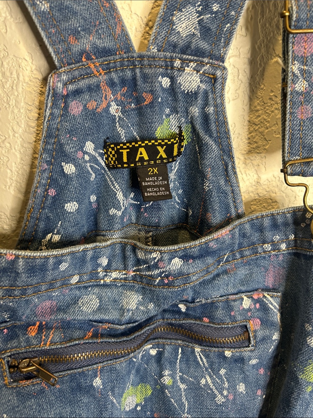 Taxi Carrie AJLT Paint-Splatter Denim Overalls - Picture 2 of 5